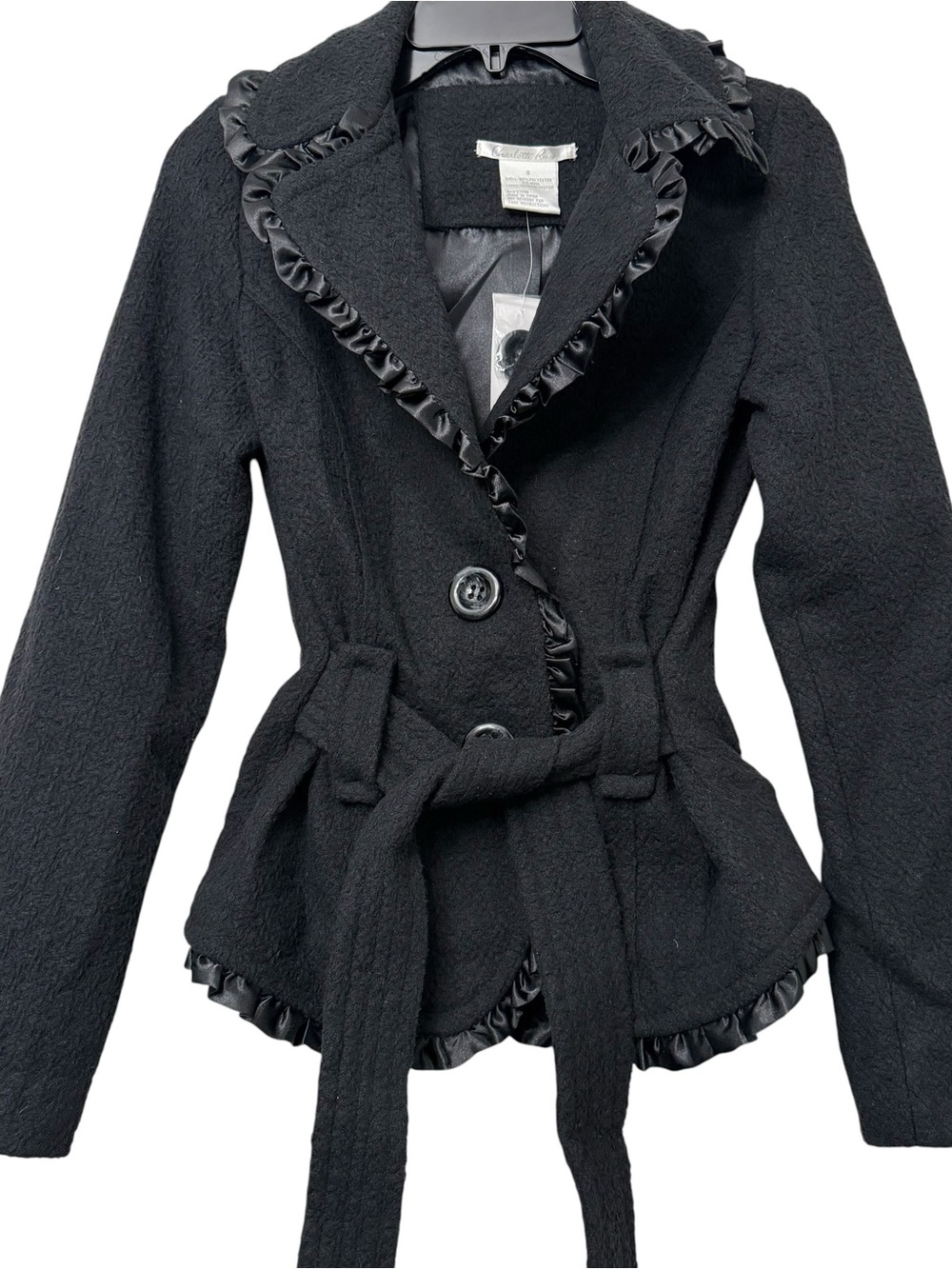 NWT Charlotte Russe Black Y2K Ruffled Jacket